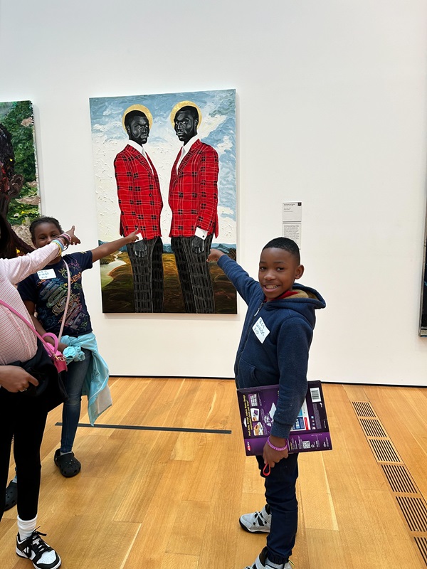 Students at an art museum