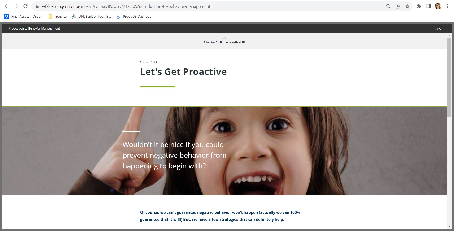 Screenshot of the LMS
