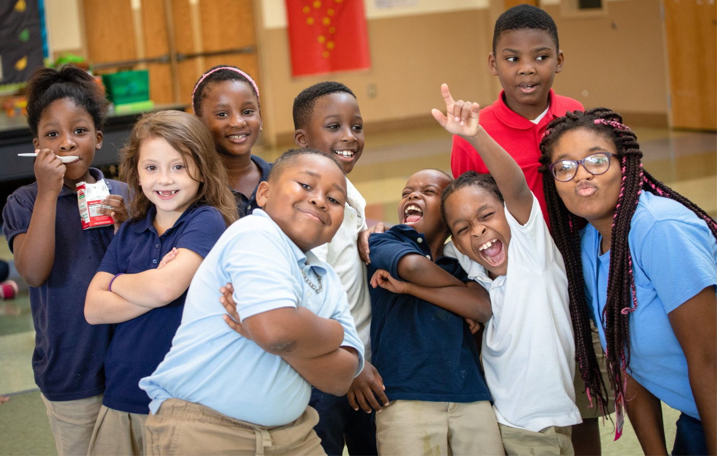 Happy children at Wings' afterschool program.